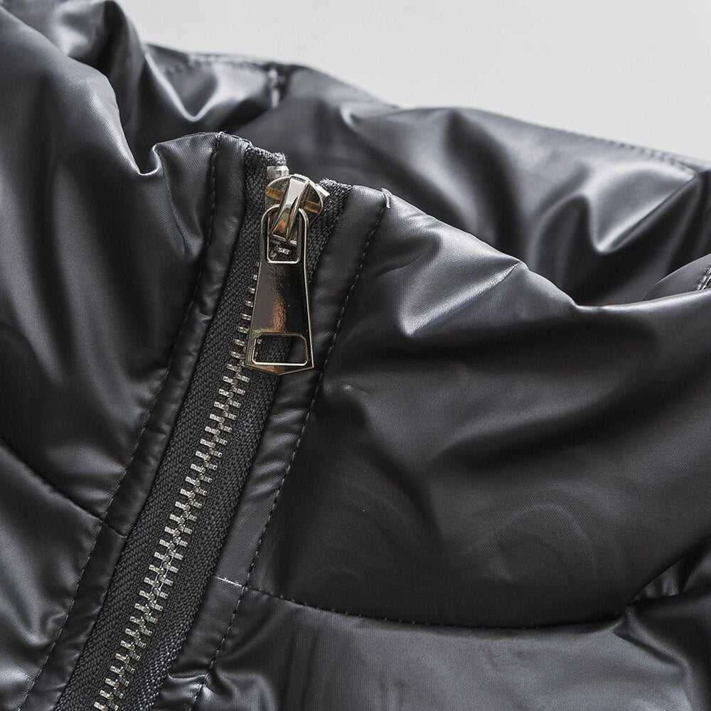 Winter Jacket Men Heart Embossing Solid Color Zipper Black Parkas Baggy Simple Fashion Cool Warm Cozy Padded Streetwear