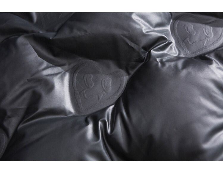 Winter Jacket Men Heart Embossing Solid Color Zipper Black Parkas Baggy Simple Fashion Cool Warm Cozy Padded Streetwear