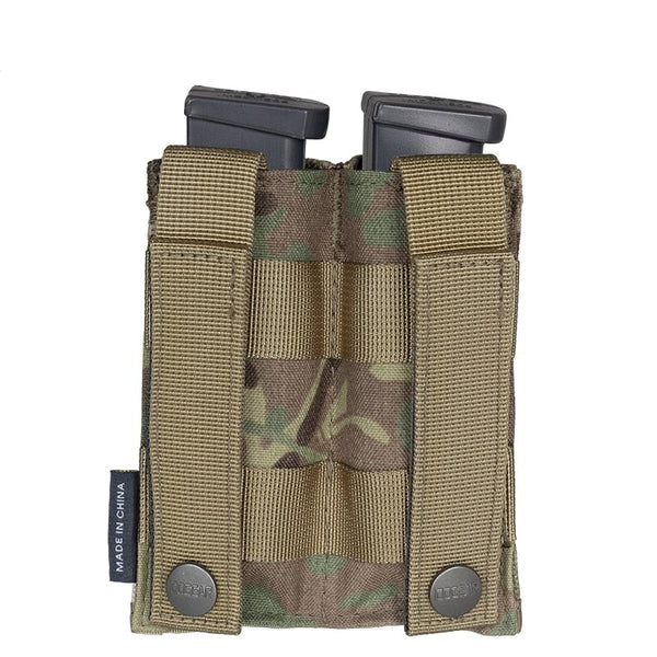 Tactical Double Pistol Open Top Mag Pouch 9mm Fast Draw MOLLE Mag Carrier Carrier 3572