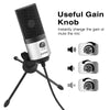 Metal Computer Microphone USB MIC kit with Volume Knob for Windows Leptop,Voice Over For Youtube Video Recording