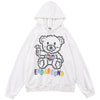 Hoodie Men Colorful Letter Embroidery Cute Bear Hooded Pullover Men Harajuku College Style Sweatshirt Couple Streetwear