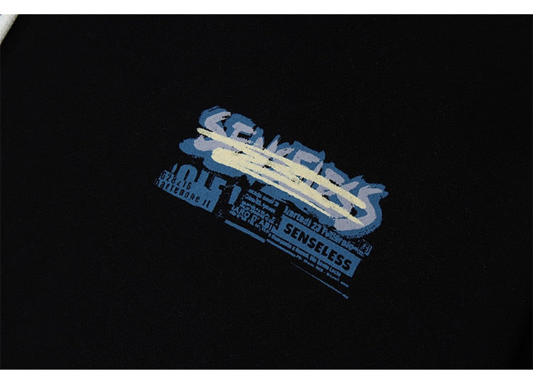 Hoodie Men Graffiti Letter Illustration Fleece Pullovers High Street All-match Casual Tops Baggy Cozy Unisex Streetwear