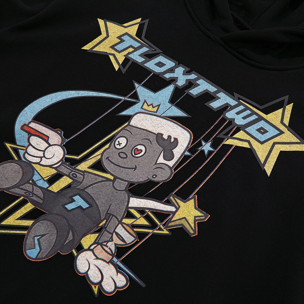 Hoodie Men Cartoon Comics Repairman Star-shaped Print Pullovers Couple Harajuku Fashion Varsity Casual Loose Streetwear