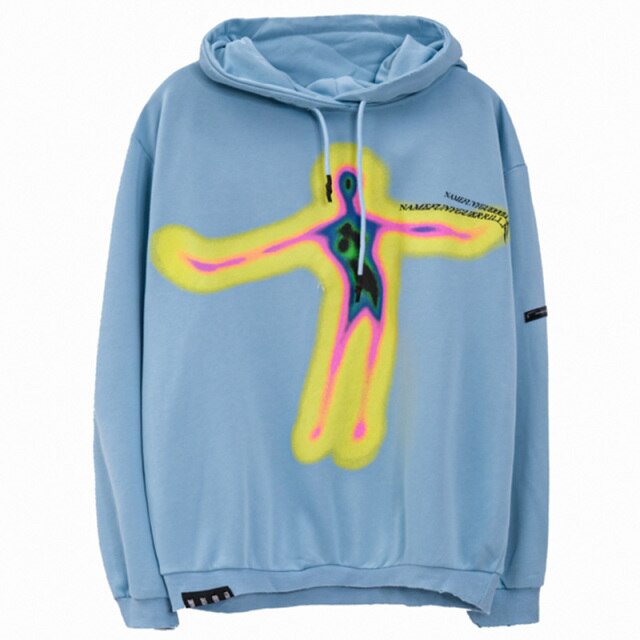 Hoodie Men Cartoon Comics Graffiti Letter Print Pullover Couple Hipster Punk Harajuku High Street Loose Tops Streetwear