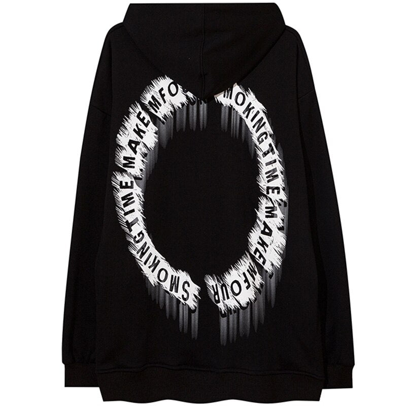 Hoodie Men Movie Illustration Fleece Hooded Tops Harajuku Hipster Folk-custom Couple Casual Oversize All-match Pullover