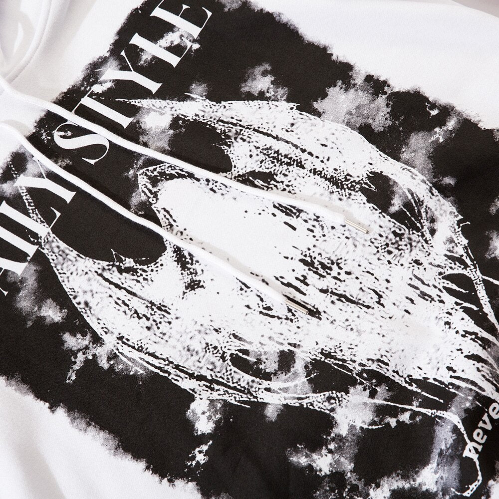 Hoodie Men Scary Demon Punk Letter Fleece Warm Pullover Diablo Style Punk Cool Harajuku Tops Casual Oversize Streetwear