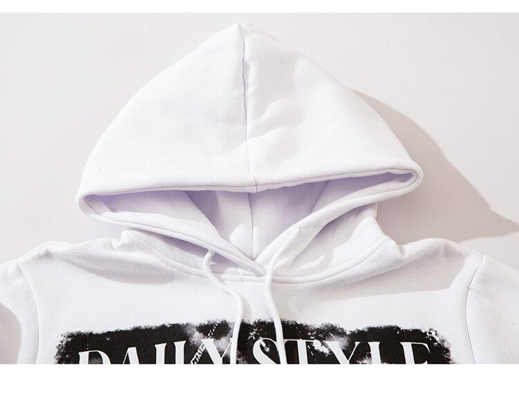 Hoodie Men Scary Demon Punk Letter Fleece Warm Pullover Diablo Style Punk Cool Harajuku Tops Casual Oversize Streetwear