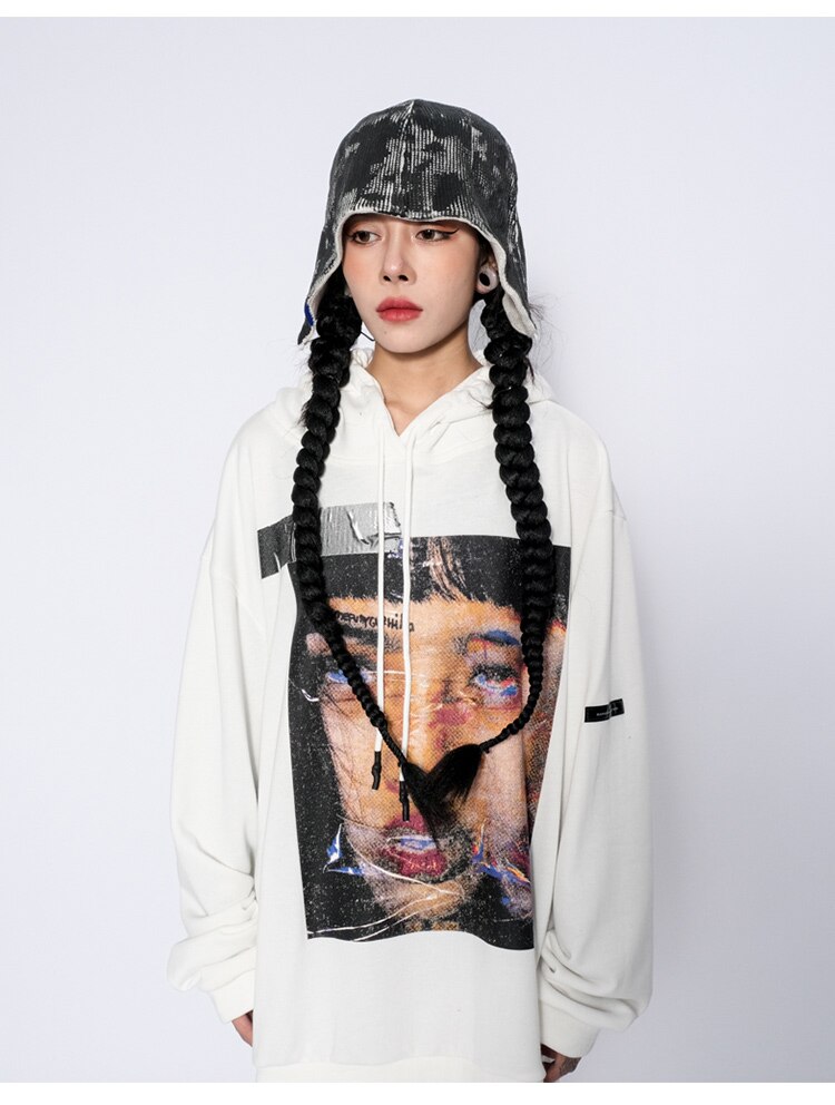Hoodie Men Rock Gothic Girl Punk Letter Hooded Tops Hip Hop Harajuku Hipster Couple Casual Oversized All-match Pullover