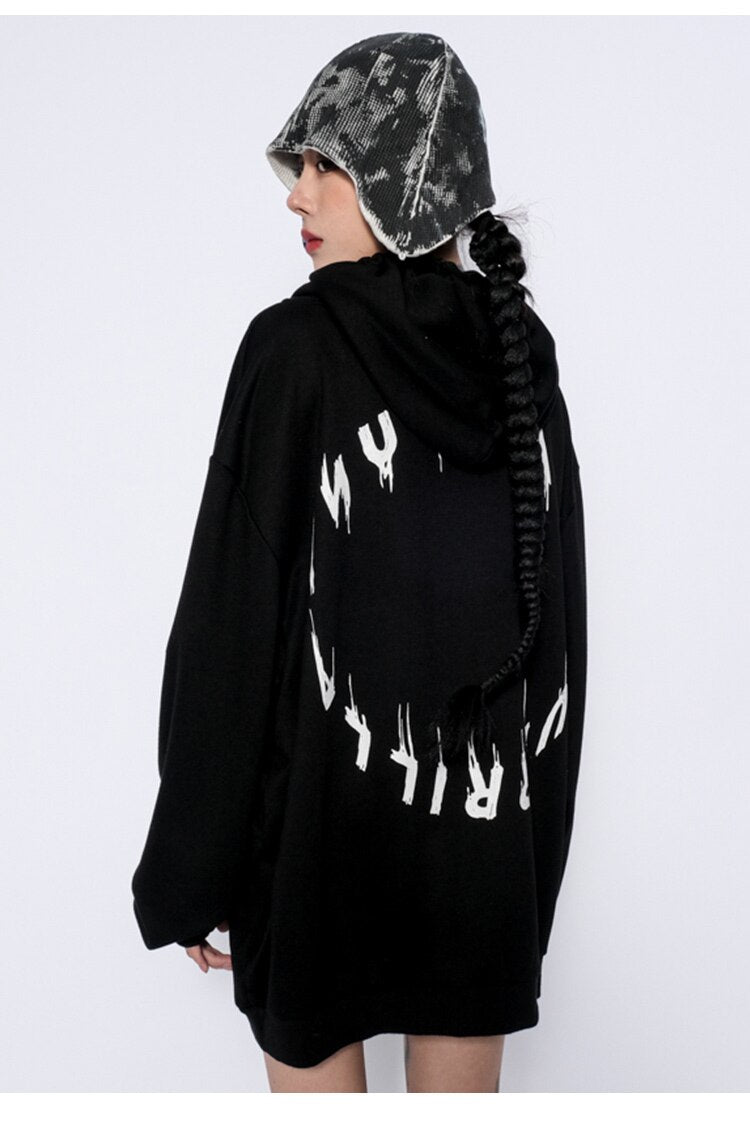 Hoodie Men Rock Gothic Girl Punk Letter Hooded Tops Hip Hop Harajuku Hipster Couple Casual Oversized All-match Pullover