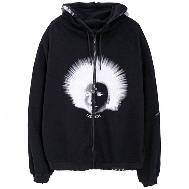 Hoodies Men Gothic Punk Boy Zipper Outwear Rock Cool Hipster Coats Casual Harajuku  Hip Hop Oversized Couple Streetwear