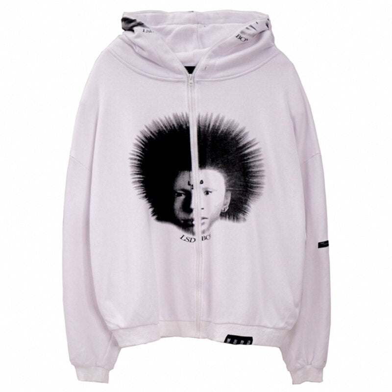 Hoodies Men Gothic Punk Boy Zipper Outwear Rock Cool Hipster Coats Casual Harajuku  Hip Hop Oversized Couple Streetwear