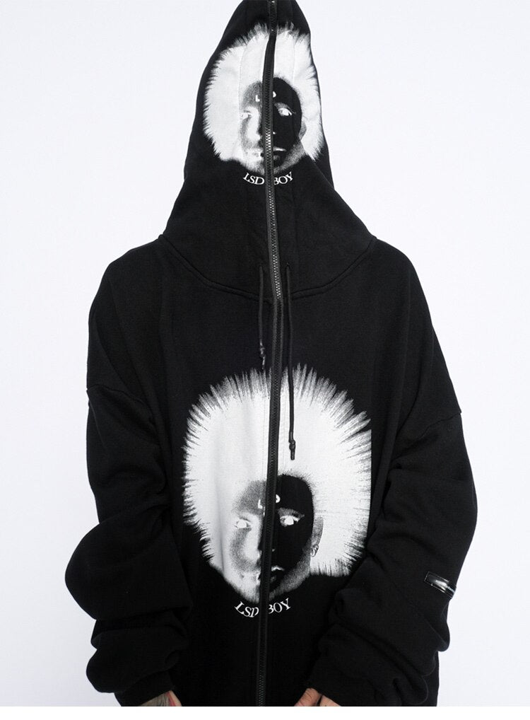 Hoodies Men Gothic Punk Boy Zipper Outwear Rock Cool Hipster Coats Casual Harajuku  Hip Hop Oversized Couple Streetwear