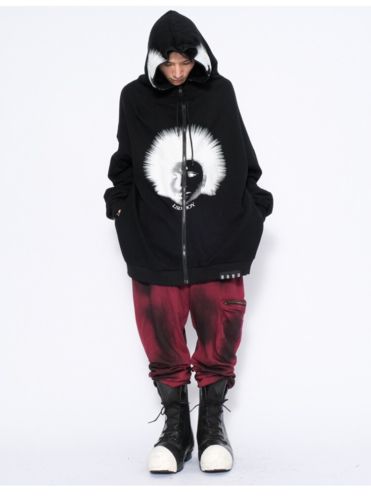 Hoodies Men Gothic Punk Boy Zipper Outwear Rock Cool Hipster Coats Casual Harajuku  Hip Hop Oversized Couple Streetwear