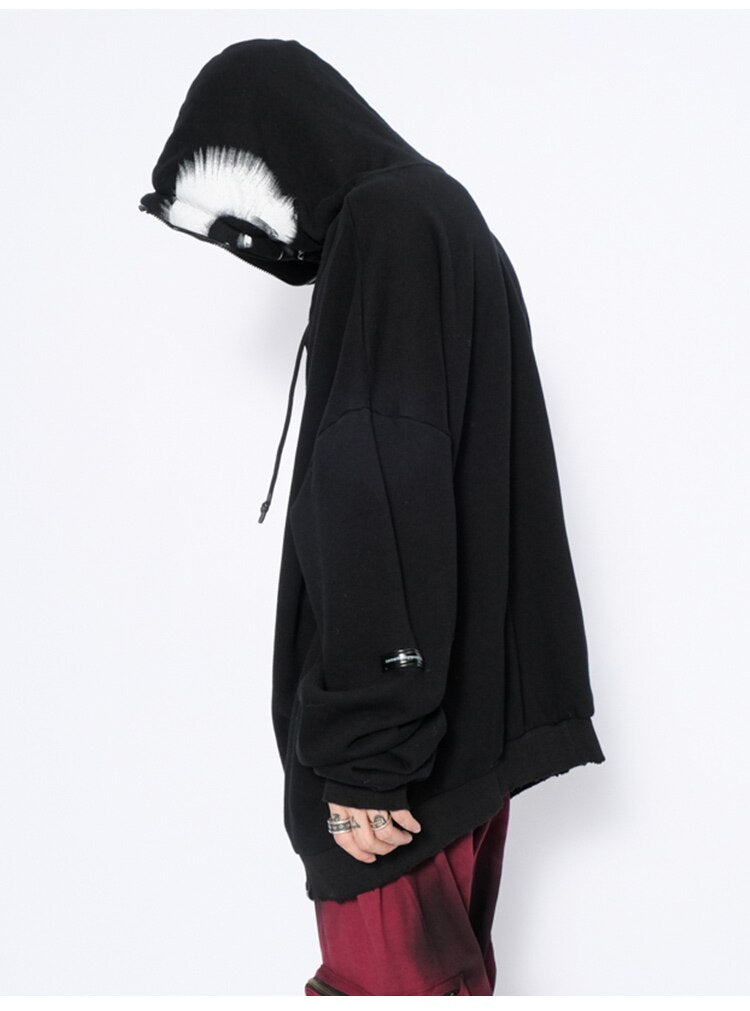Hoodies Men Gothic Punk Boy Zipper Outwear Rock Cool Hipster Coats Casual Harajuku  Hip Hop Oversized Couple Streetwear