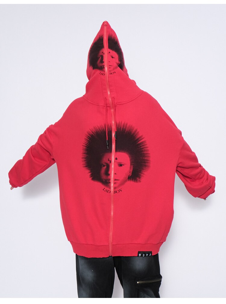 Hoodies Men Gothic Punk Boy Zipper Outwear Rock Cool Hipster Coats Casual Harajuku  Hip Hop Oversized Couple Streetwear