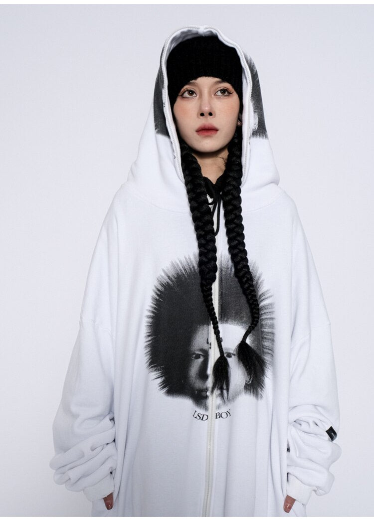 Hoodies Men Gothic Punk Boy Zipper Outwear Rock Cool Hipster Coats Casual Harajuku  Hip Hop Oversized Couple Streetwear