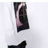 Hoodies Men Horror Illustration Letter Print Ripped Pullover Couple Baggy Cozy Hooded Tops Soft Warm Hipster Streetwear