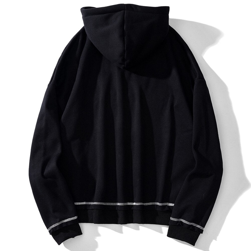 Hoodie Men Gothic Letter Comics Print Fleece Warm Pullover Couple Hipster Punk Cool High Street Hooded Tops Streetwear