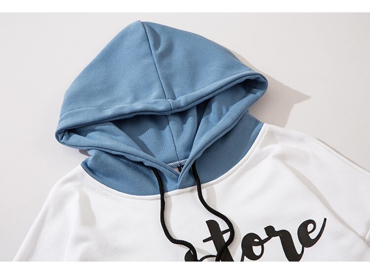 Hoodie Men Patchwork Color Cartoon Graffiti Hooded Pullover Autumn Casual Oversized Fashion Harajuku Streetwear Couple