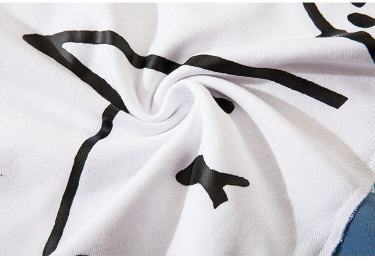 Hoodie Men Patchwork Color Cartoon Graffiti Hooded Pullover Autumn Casual Oversized Fashion Harajuku Streetwear Couple