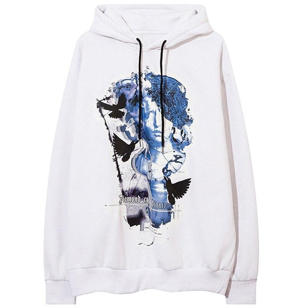 Hoodie Men Statue Harajuku Letter Fleece Pullover College Style All-match Casual Cozy Fashion Hipster Streetwear Couple