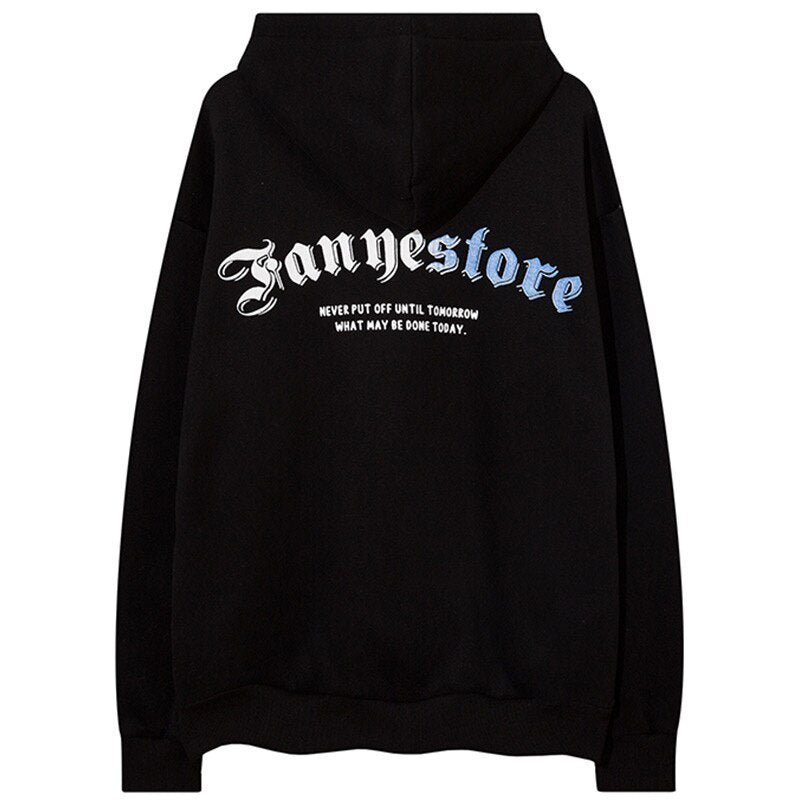 Hoodie Men Statue Harajuku Letter Fleece Pullover College Style All-match Casual Cozy Fashion Hipster Streetwear Couple