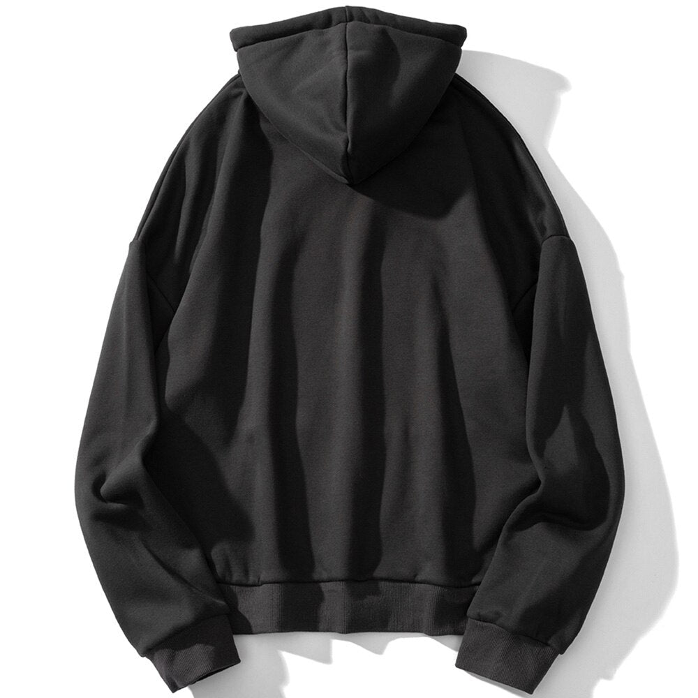 Hoodie Men Harajuku Letter Fleece Warm Pullover Vintage Punk Hipster Distressed Tops Casual Fashion Oversize Streetwear