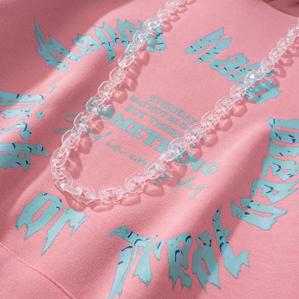 Hoodie Men Harajuku Letter Fleece Warm Pullover Vintage Punk Hipster Distressed Tops Casual Fashion Oversize Streetwear