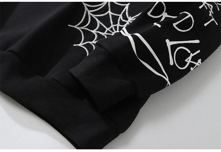 Hoodie Men Harajuku Letter Inkjet Heart-shaped Net Print Pullovers Hipster Casual Retro Varsity Hip Hop Tops Streetwear