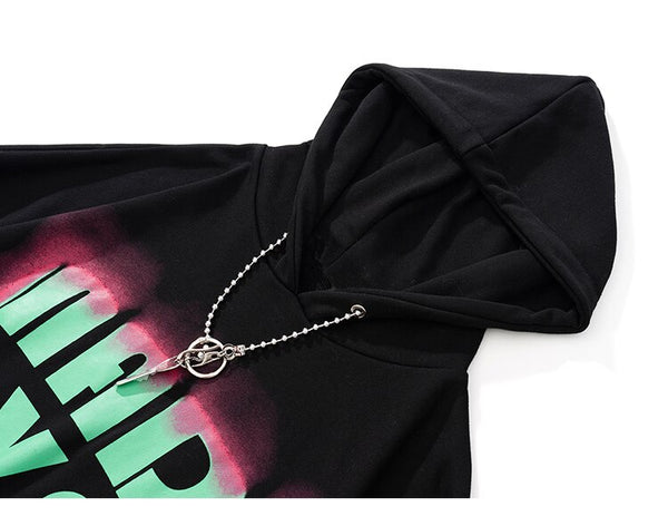 Hoodie Men Hit Color Harajuku Letter Inkjet Print Pullover All-match Hip Hop Hipster Loose Sweatshirt Couple Streetwear