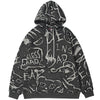 Hoodie Men Harajuku Graffiti Letter Fleece Pullovers Hipster College Style Japanese Retro Casual Tops Couple Streetwear