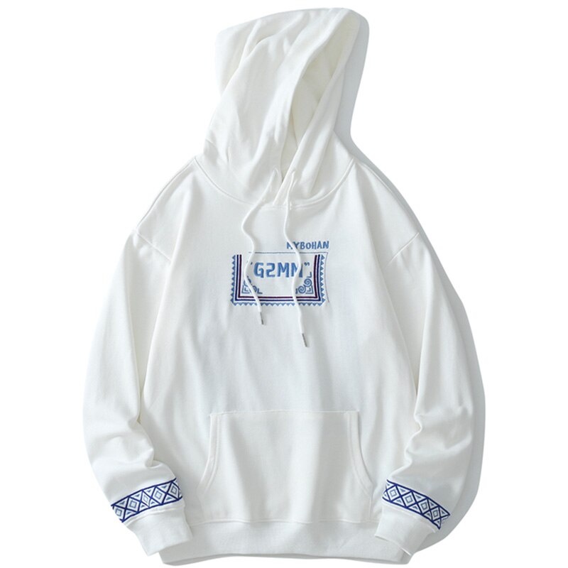 Hoodie Men Vintage Graphic Letter Embroidery Pullover Sweatshirt Couple Hipster Cool High Street Hooded Tops Streetwear