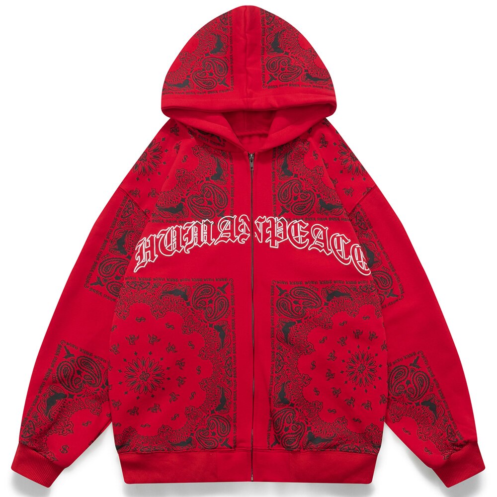 Hoodies Men Vintage Totems Letter Print Zipper Fleece Outwear College Style Casual Harajuku Oversized Couple Streetwear