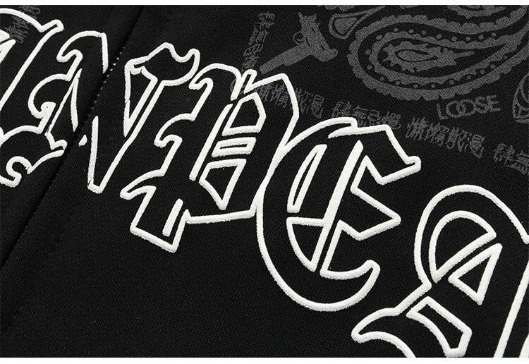 Hoodies Men Vintage Totems Letter Print Zipper Fleece Outwear College Style Casual Harajuku Oversized Couple Streetwear