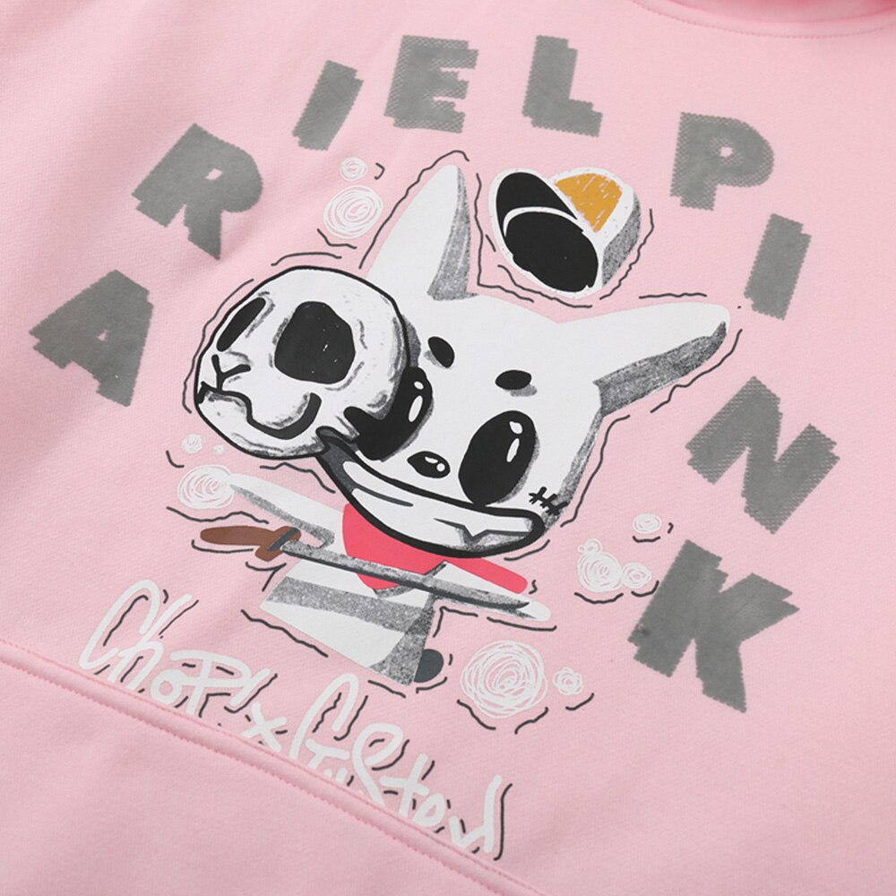 Hoodie Men Cute Dog Skull Harajuku Letter Fleece Pullovers Varsity Youthful Fashion Casual Loose Tops Streetwear Couple