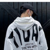 Fake 2 Pieces Hoodie Men Letter Print Big Pockets Casual Loose High Street Fashion All-match Hooded Pullover Streetwear