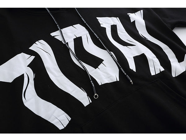 Fake 2 Pieces Hoodie Men Letter Print Big Pockets Casual Loose High Street Fashion All-match Hooded Pullover Streetwear