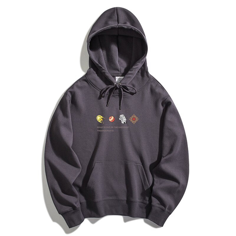Hoodie Men Couple Funny Cool Cartoon Comics Print Pullover Hipster High Street Varsity Hooded Tops All-match Streetwear