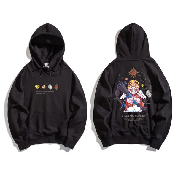 Hoodie Men Couple Funny Cool Cartoon Comics Print Pullover Hipster High Street Varsity Hooded Tops All-match Streetwear