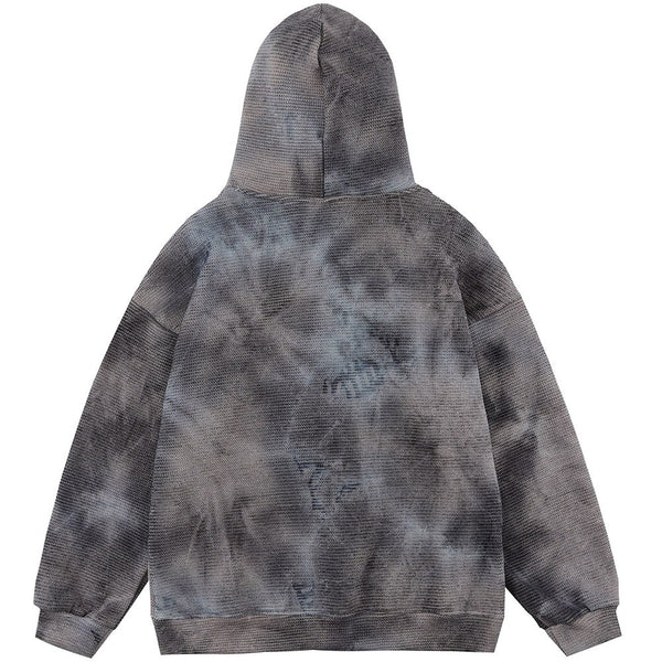 Hoodie Men Tie Dye Letter Knitting Fleece Warm Pullover All-match Hip Hop Hipster Fashion Sweatshirts Couple Streetwear