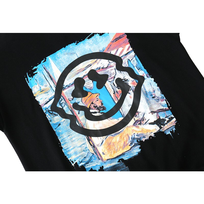 Hoodie Men Colorful Funny Illustration Print Hooded Pullovers Japanese High Street Hipster Sweatshirt Couple Streetwear