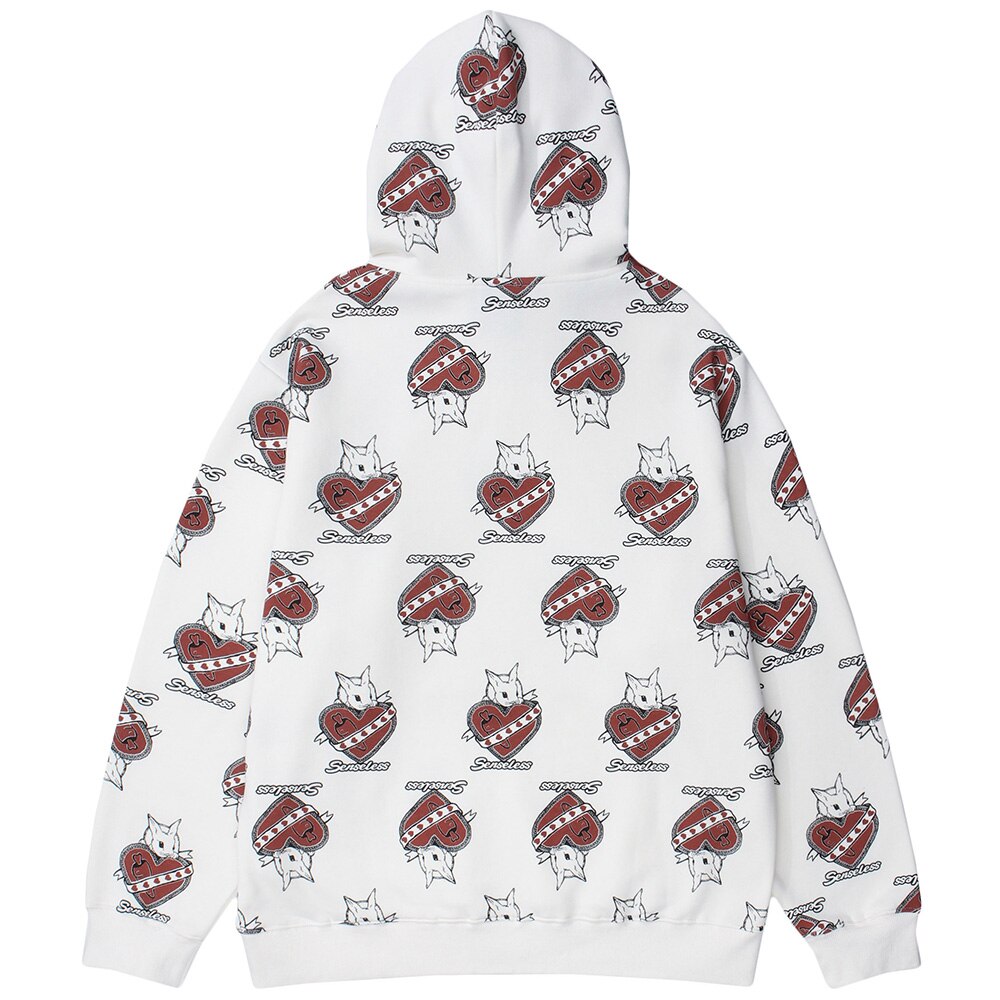 Hoodie Men Cute Cartoon Animal Full Printed Pullover College Style  All-match Casual Coats Baggy Cozy Couple Streetwear