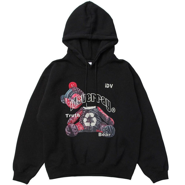 Hoodie Men Paisley Gothic Bear Printed Hooded Pullover Couple Fashion Retro Hip Hop Style Sweatshirts Winter Streetwear