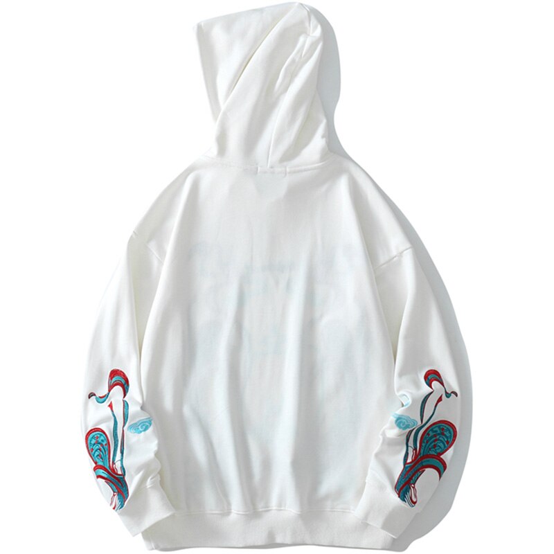 Hoodie Men Chinese Vintage Dunhuang Embroidery Sweatshirt Folk-custom Hipster Casual Cozy Hooded Tops Couple Streetwear