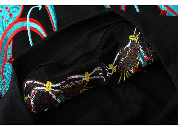 Hoodie Men Chinese Vintage Dunhuang Embroidery Sweatshirt Folk-custom Hipster Casual Cozy Hooded Tops Couple Streetwear