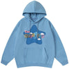 Hoodie Men Colorful Letter Star-shaped Fleece Pullover College Style All-match Casual Loose Cozy Tops Streetwear Couple