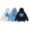 Hoodie Men Colorful Letter Star-shaped Fleece Pullover College Style All-match Casual Loose Cozy Tops Streetwear Couple