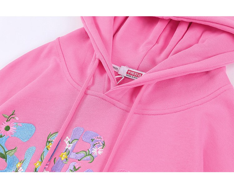 Hoodie Men Flowers Embroidery Tassel Hooded Pullover Autumn Casual Baggy Hip Hop Harajuku Sweatshirts Couple Streetwear