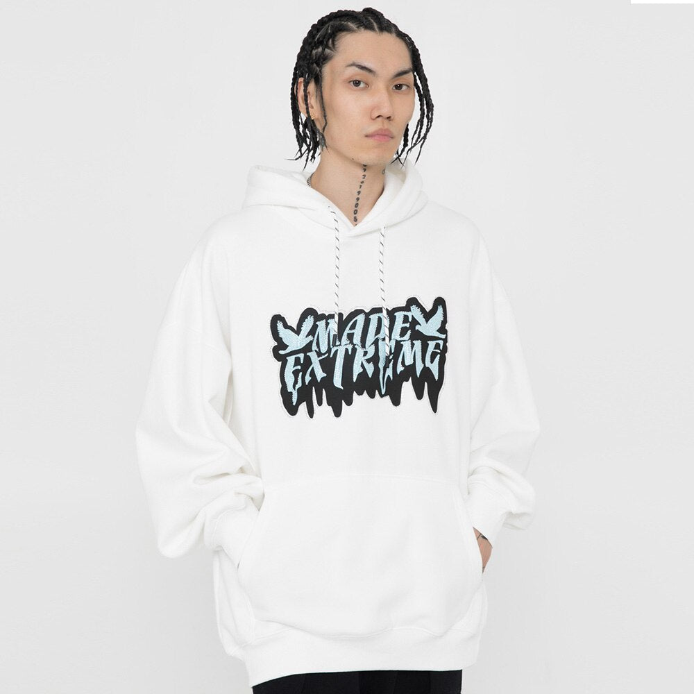 Hoodie Men Diamond Letter Print Big Pocket 3 Color Optional Couple Oversize All-match Hooded Pullover Autumn Streetwear