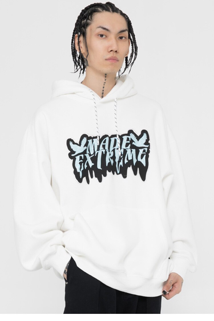 Hoodie Men Diamond Letter Print Big Pocket 3 Color Optional Couple Oversize All-match Hooded Pullover Autumn Streetwear